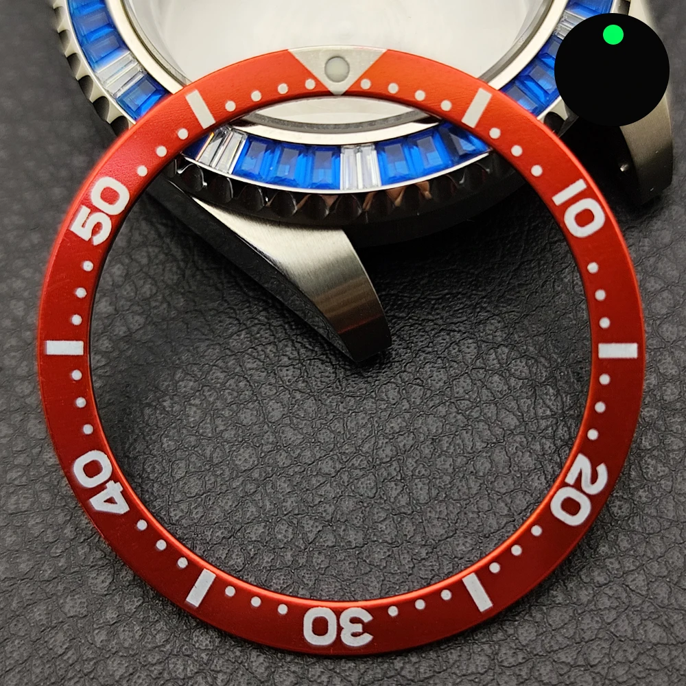 39mm Bezel Flat 39mm * 32mm Ceramic/Aluminum Green Luminous Bezel Diving Watch Insert Replacement Watch Bezel Ring