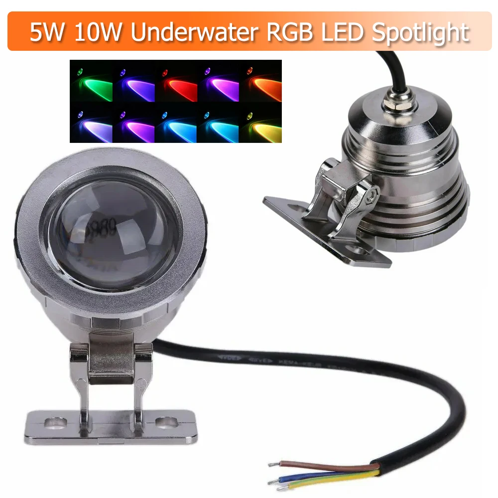 5w 10w Led Spotlight 12v Rgb Floodlight Waterproof Light Bulb Ultra Bright Underwater Outdoor Spotlights Garden Decoration Pool