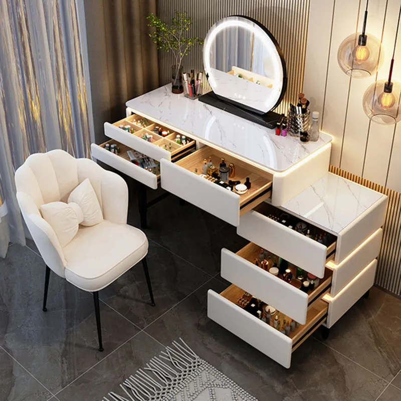 Coffee Desk Vanity Chair Bedroom Storage Luxury Small Dressing Table White Cosmetic Penteadeira Para Quarto Home Furniture