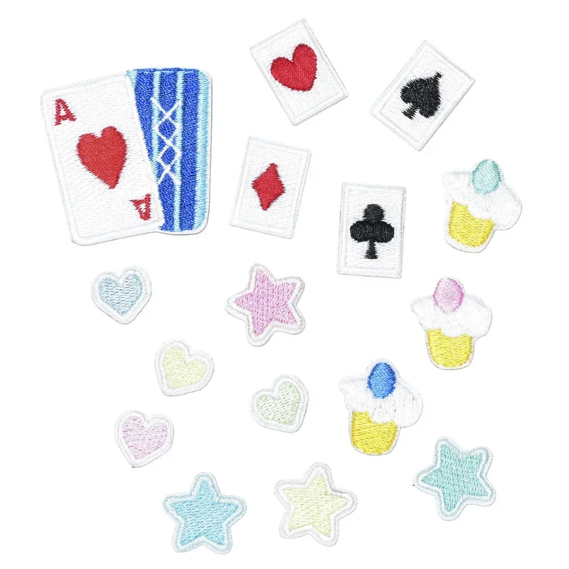 100pcs/Lot Stick-on Small Embroidery Patch Poker Cake Star Red Heart Shirt Bag Clothing Decoration Accessory Craft Diy Applique