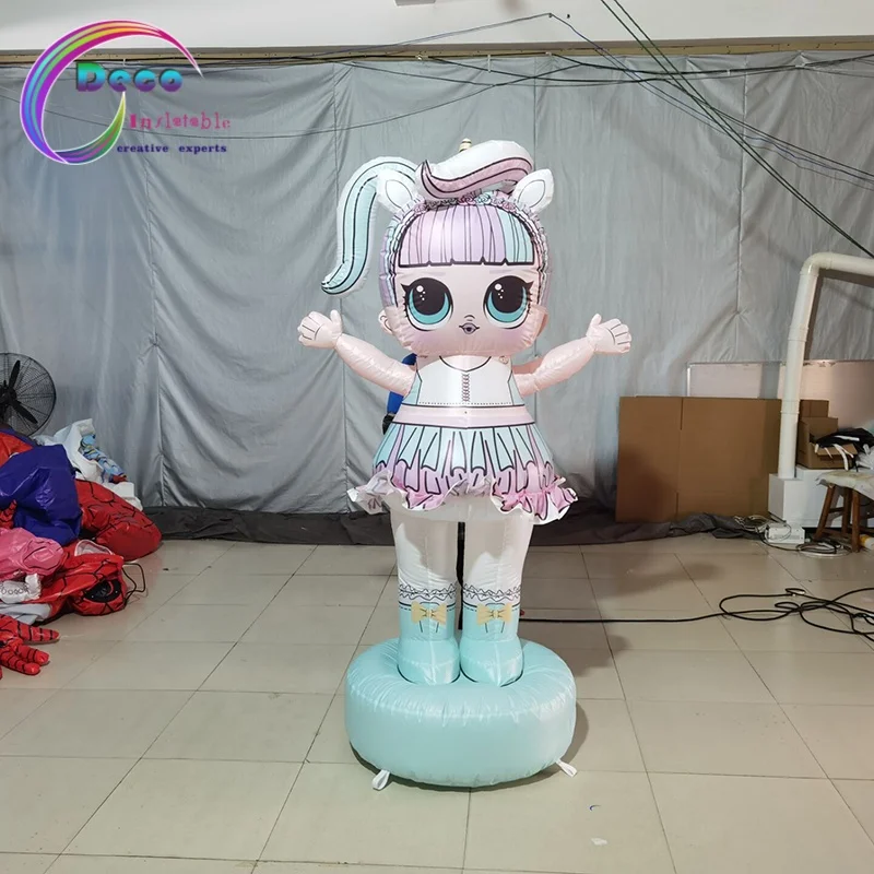 Customizable Girl Birthday Party Decoration Big Eyes Black Skin Inflatable Cartoon Girl Character