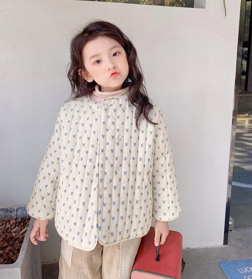 

1-2Y Autumn winter baby girls clothes kids coat Cute printed pattern cotton outerwear coat