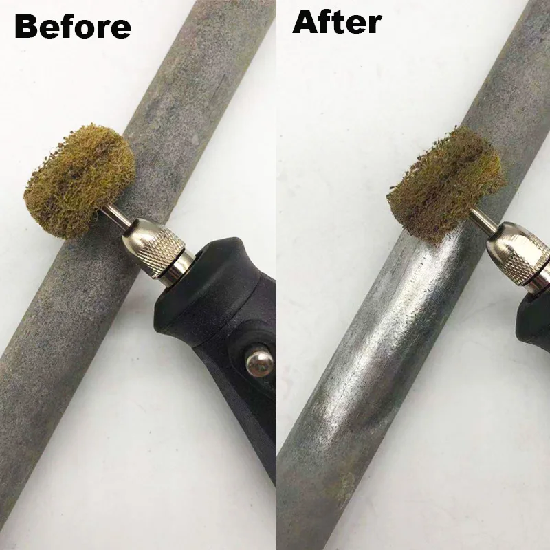 10개 미니 드릴 연마 브러시 나일론 광택 휠 3mm/2.35mm 샹크 드레멜 로터리 툴 액세서리 세트