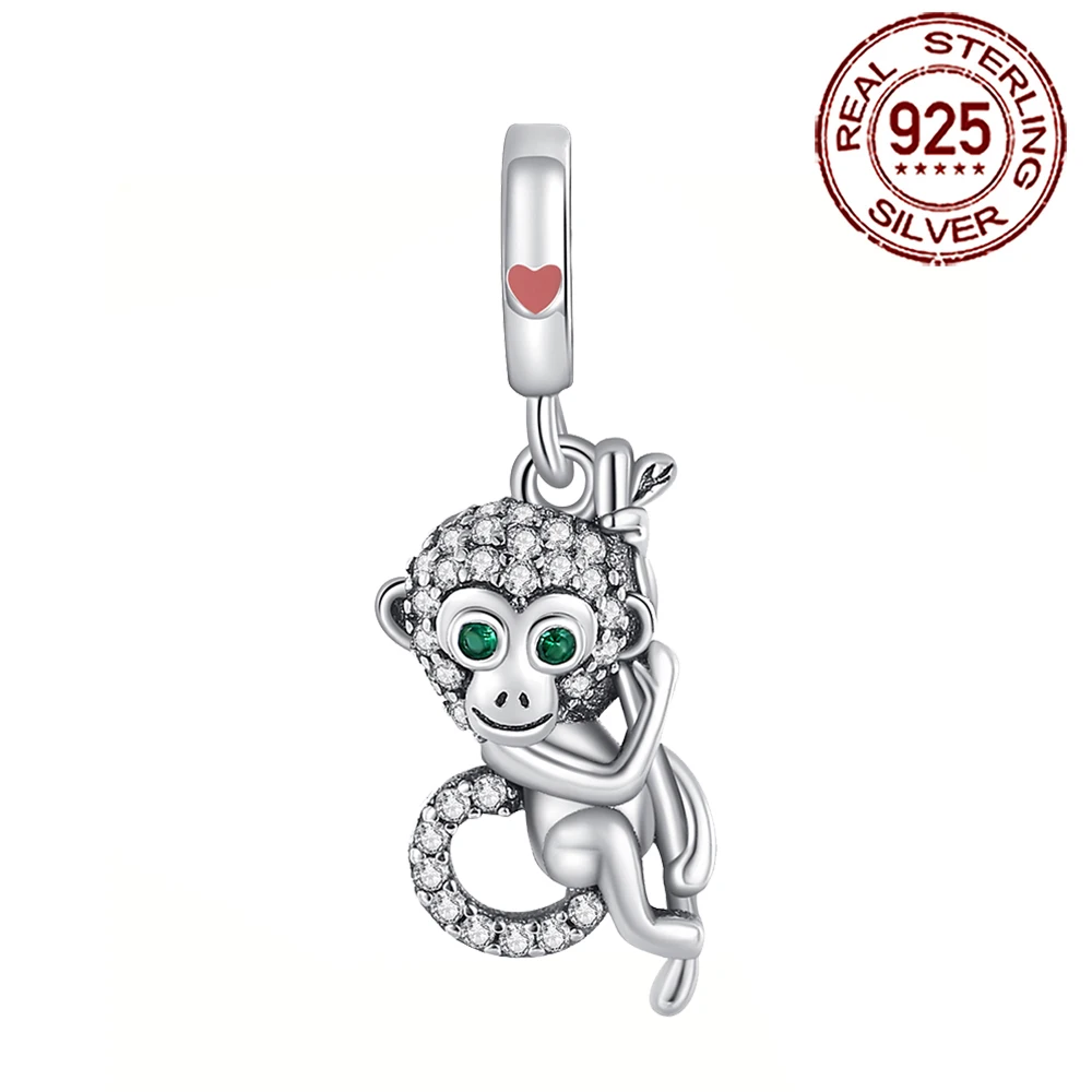 

Danturn 925 Sterling Silver Original Beads Monkey Dangle Charm fit Snake Chain Bracelet Fashion Women Jewelry Making