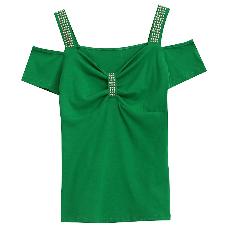 Cseta Sexy de manga corta adeazante con hombros descubiertos para mujer, Top de moda, estilo coreano, rets de colores...