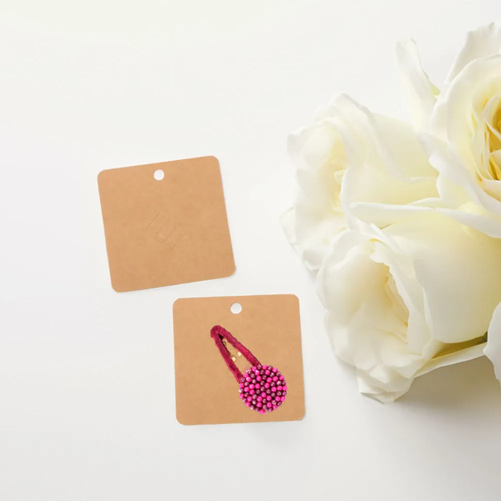 

100Pcs Brooch Paper Cards 7x7cm Kraft Blank Jewelry Display Holder for Earrings Necklaces Bracelets Selling Necklace Cards
