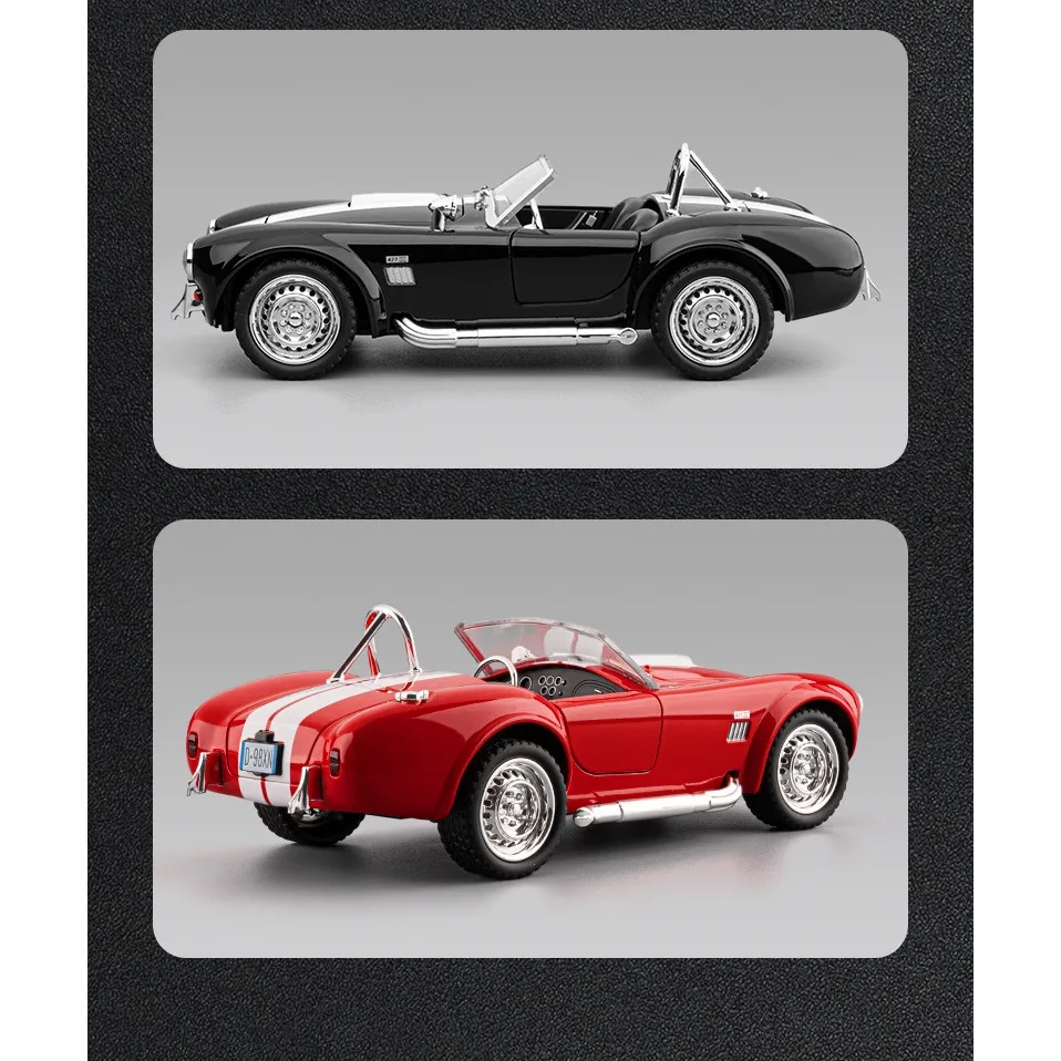 

1: 22 Cobra convertible sports car model ornament, rebound light, children's toy car simulation car model