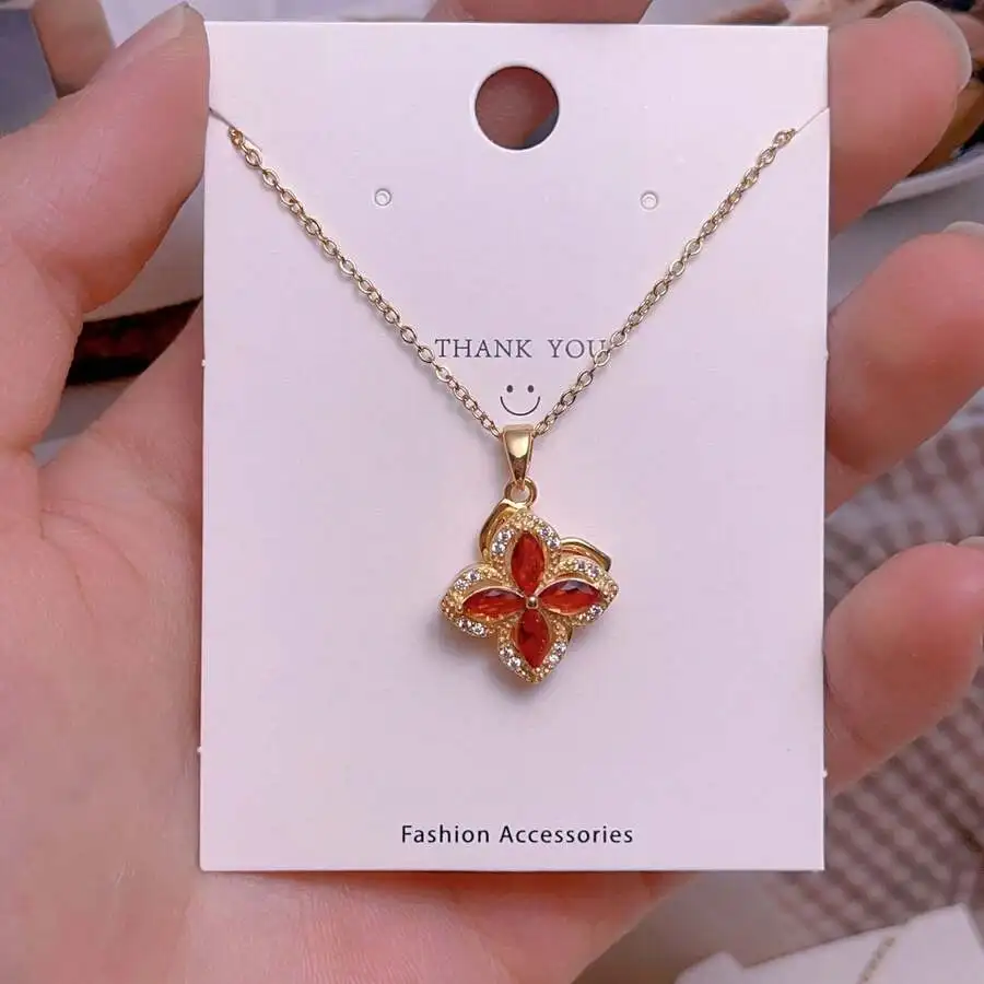 

Steel Clavicle Chain Necklace With Flower Pendant Women Fashion Accessory