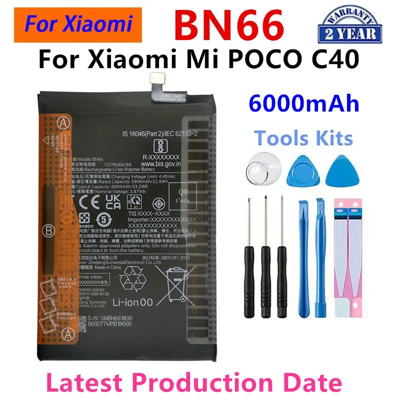 

Brand New BN66 6000mAh Battery For Xiaomi Mi POCO C40 Phone Replacement Batteries+Tools