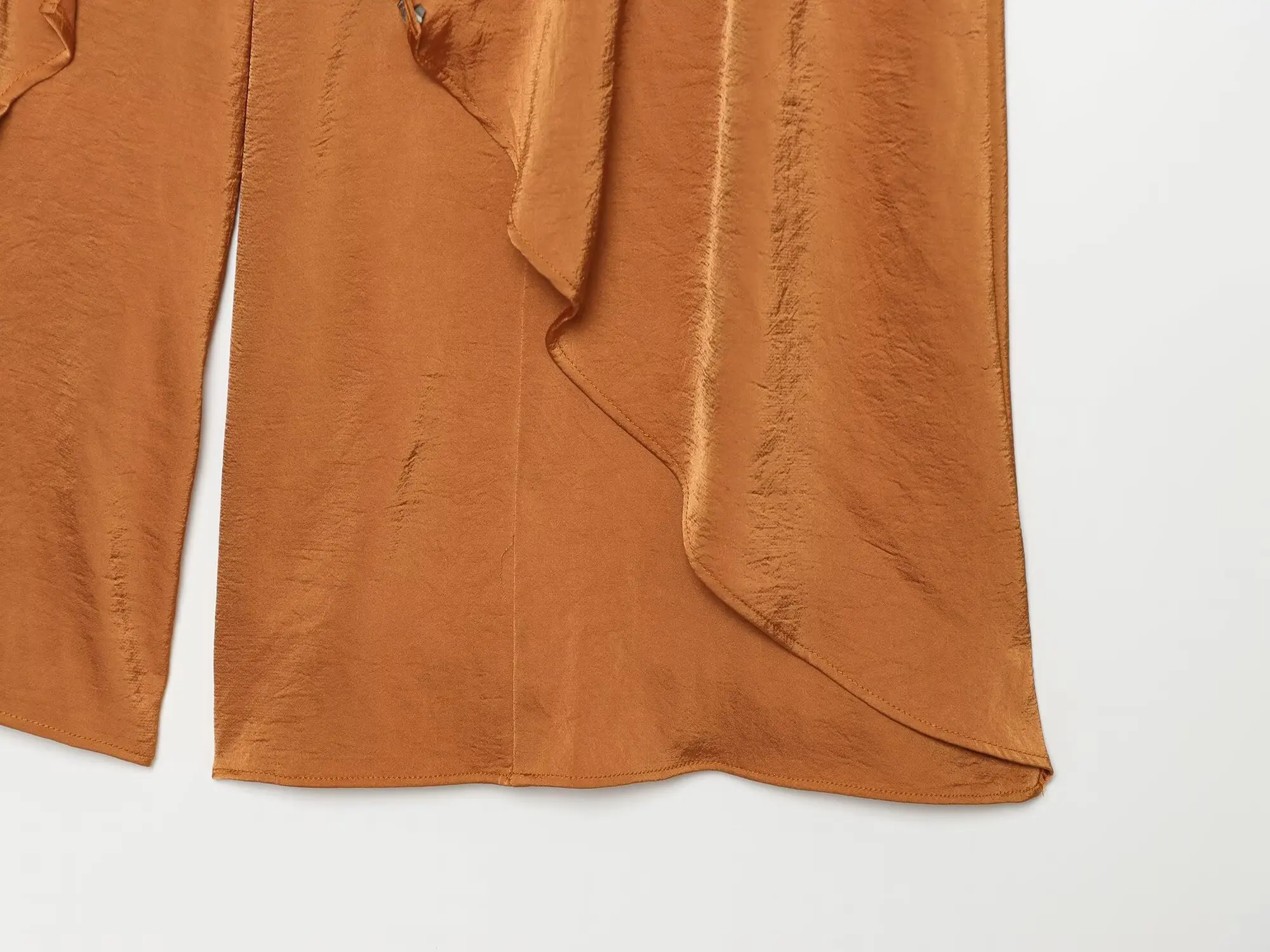 Neue Damen Lose Lange Hosenanzüge 2026 Lässige Rüschen-Kurzarmbluse und Hochgeschnittene Rüschenhose Zweiteiliges Set Damen-Outfit – Detail 15
