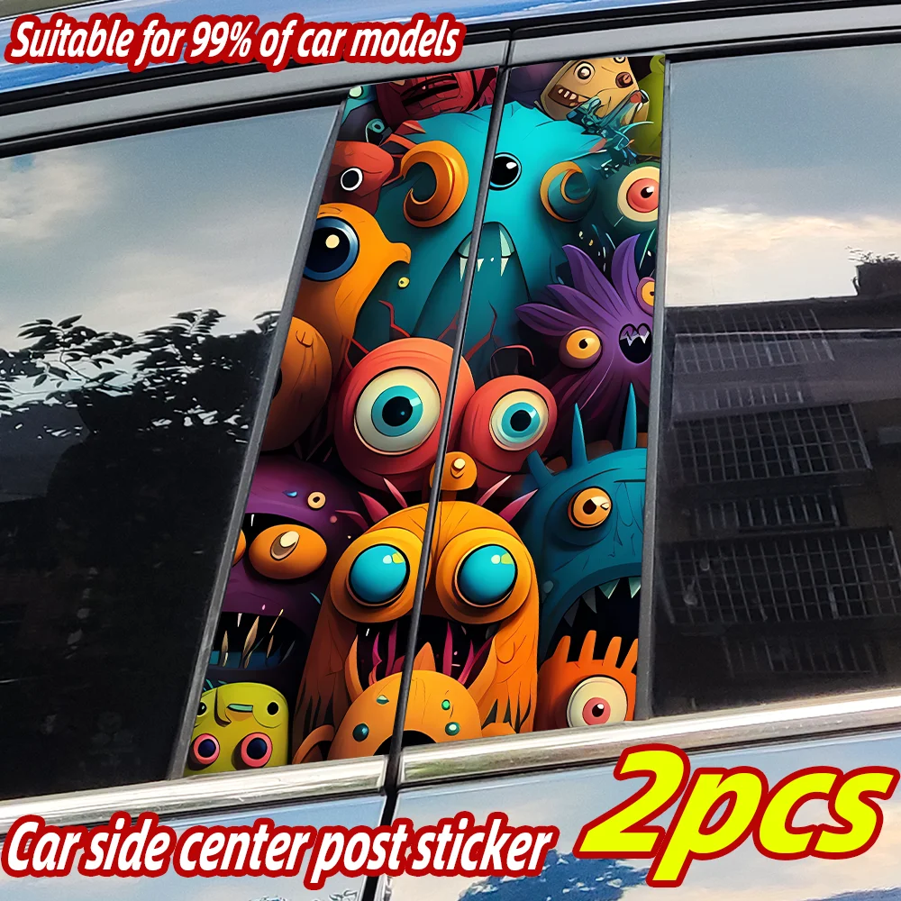

Playful Monster Car Sticker Halloween Auto B Pillar Waterproof Decor Cover Scratches Sunscreen Car Door Pillar Decal Accessories