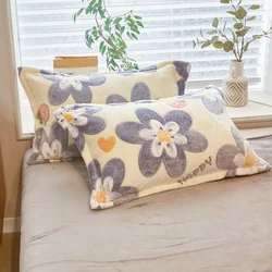 Multi-gauge Cartoon Printed Plush Pillowcase, Rectangular Sleeping Pillowcase, Warm Soft Flannel Pillowcase, Home Decor, Winter