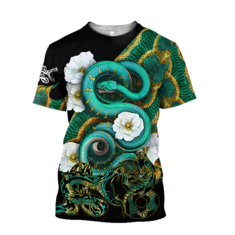 Hip Hop Funny Snake Totem Summer Men\'S T-Shirt Alternative Fashion Street Trend Classic Comfortable Plus Size Short Sleeve 6xl