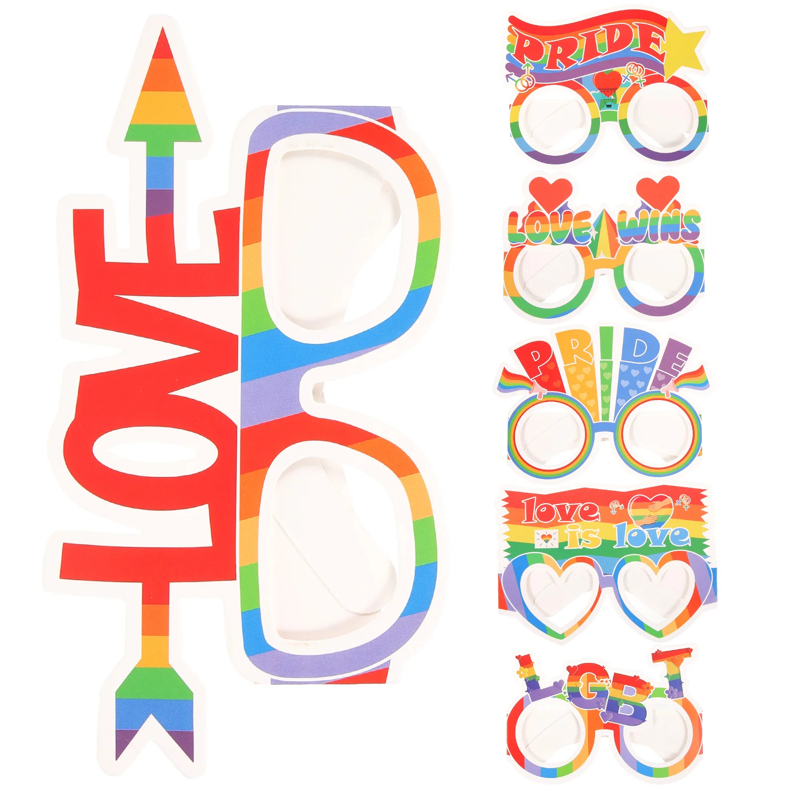 

6 Pcs Paper Glasses for Pride Party Favor Eyeglasses Decor Photo Props Supplies Reusable Themed Stage Show