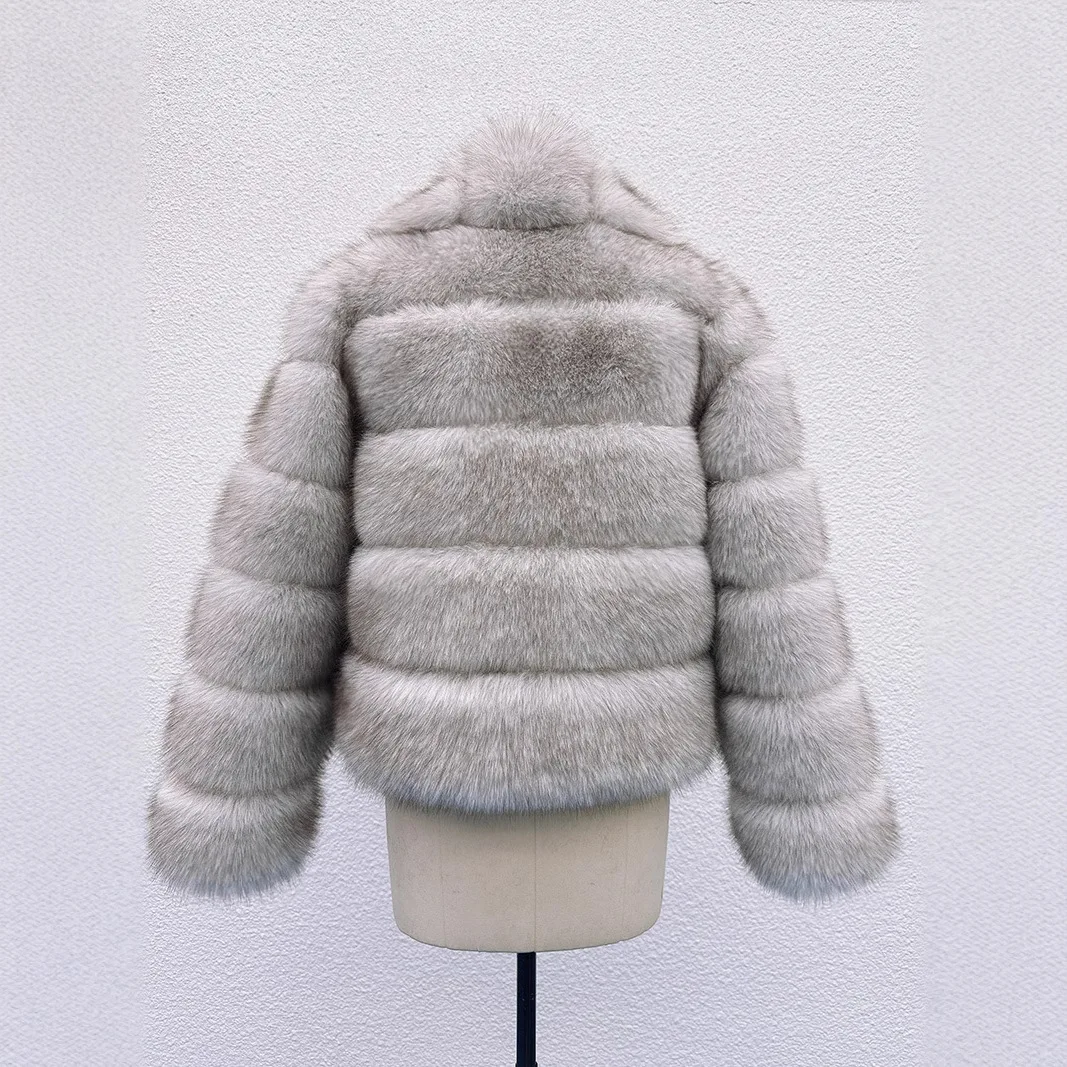 Mulheres casacos de pele do falso sólido listrado jaqueta turn down collar manga longa botão coberto em linha reta elegante casual 2025 outono inverno