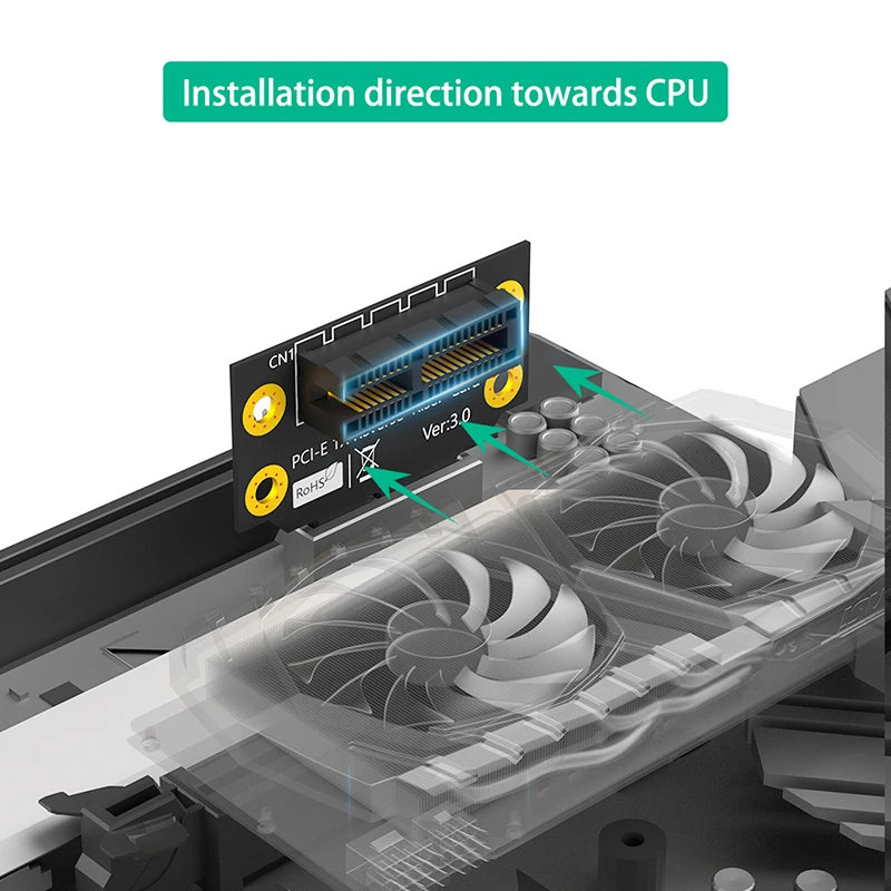 Placa elevadora de adaptador de tarjeta de conversión PCIE X1 3,0, 32mm, 90 grados, macho a hembra, 1X a 1X, para servidor 1U