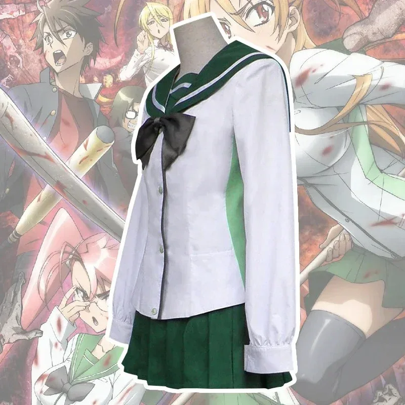 

qq 123Highschool of the Dead Rei Miyamoto Saeko Busujima Saya Takagi Косплей школьный костюм для девочек на Хэллоуин