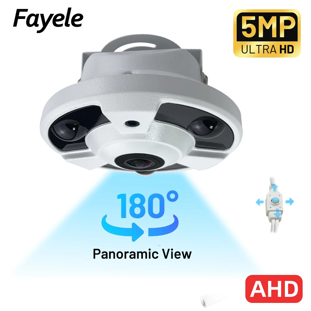 CCTV 180° Panoramic AHD Camera Wide Angle View TVI CVI 4IN1 IR 20M 1.7mm lens Day Night Security 5MP Analog Dome Fisheye Camera