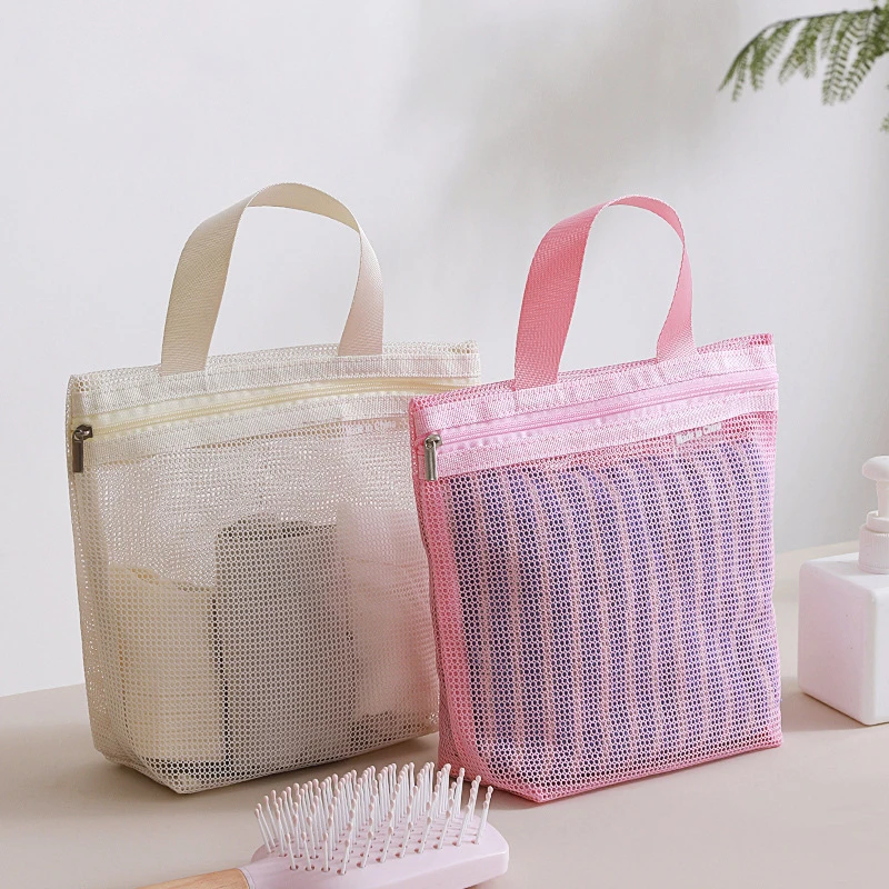 Mesh Makeup Toiletry Storage Bags Handbags Portable Travel Washing Body Shower Tools Organizer Hanging Cosmetic Organizer Pouch