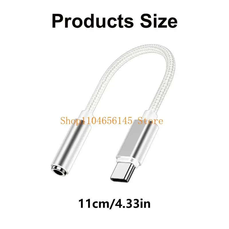 Cable auditivo 5asd tipo C a 3,5 mm, cable vídeo tejido suave para sonido claro y compatibilidad con dispositivos