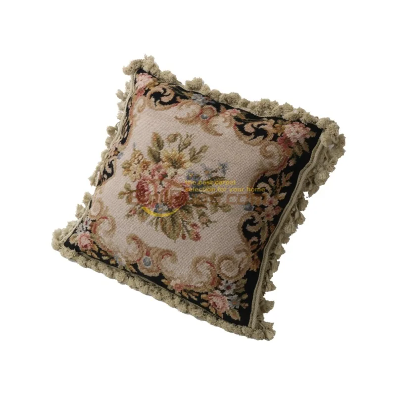 victorian pillow needlepoint  woven european palace pillow needle embroidery pure wool