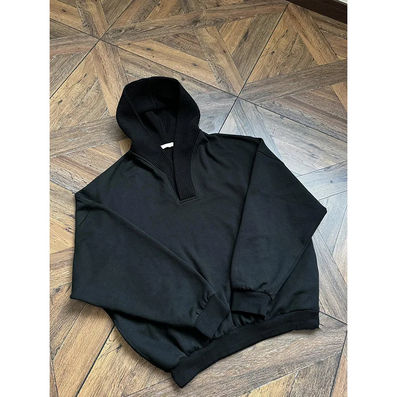 V طوق هوديي الرجال مقنعين المرقعة هوديي مع الأصفاد المرنة الخامس الرقبة ملابس الشارع الشهير لخريف شتاء الخامس الرقبة هوديي #6