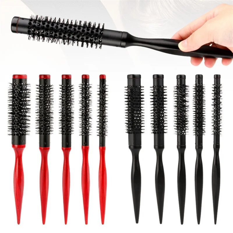 1/5PCS Schwarz Haar Pinsel Nylon Kamm Zylinder Lockiges Haar Kamm Runde Barrel Haar Kamm Haar Styling aluminium Rohr Salon Werkzeug