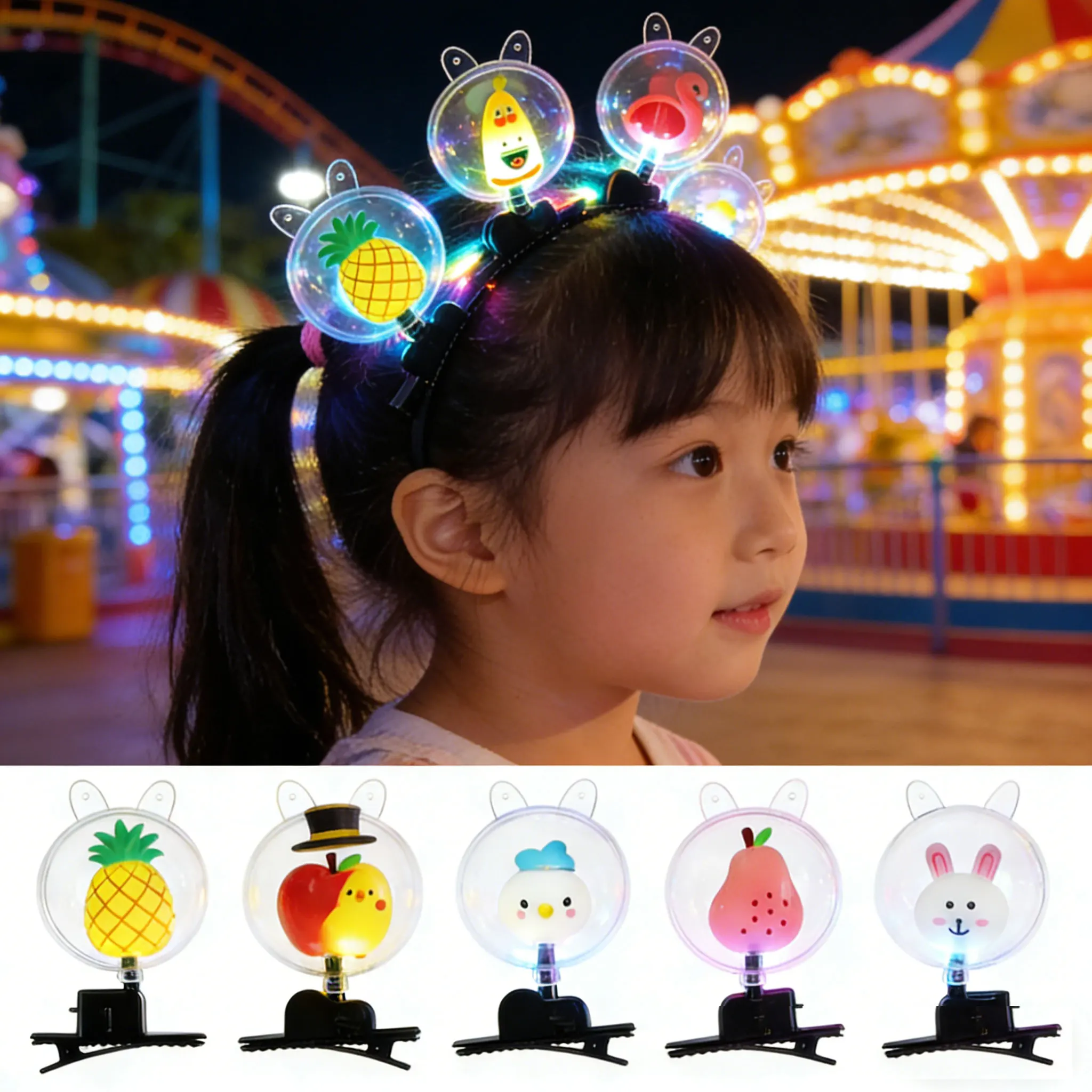 10/20 peças de Grampos de Cabelo LED Flash Bobo Ball, Acessórios de Cabelo Luminosos Transparentes para Crianças, Presente para Meninas