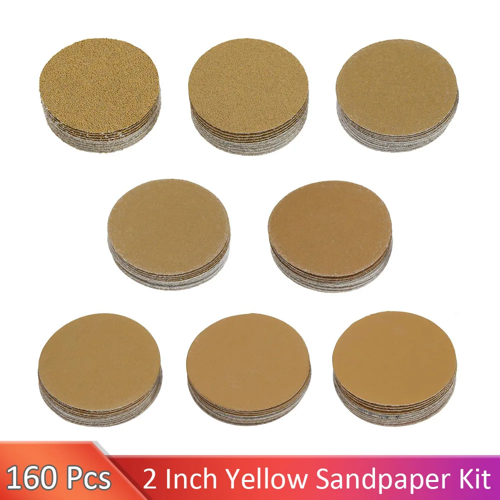 

160PCS 2 Inch Sanding Discs 100-800 Grit Sandpaper for Grinder Air Grinder Electric Drill Rotary Tools Hook and Loop Sand Paper