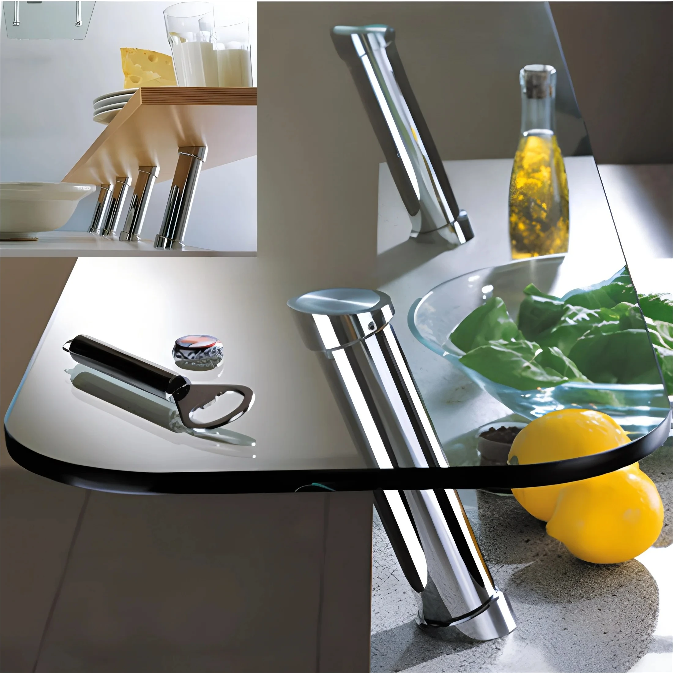 2Pcs Inclined Raised Breakfast Bar Support 20 Degrees Angled Upright For Glass Wood Granite Slab