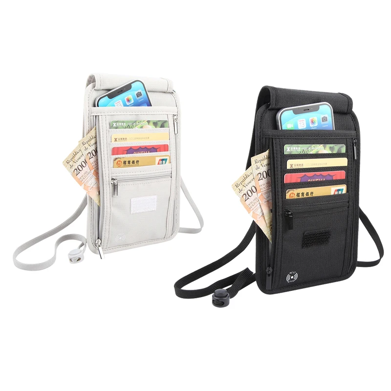 

HAWEEL шея через плечо кошелек для паспорта сумка для документов ID чехол для кредитных карт сумка для хранения с блокировкой RFID противоугонная карта Swipe
