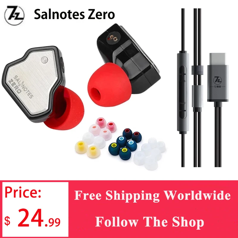 7Hz Salnotes Bằng Không Loại-C Có MIC HiFi 10Mm Năng Động Lái Xe Trong Tai Tai Nghe 0.78 IEM Kim Loại tổng Hợp Bền N52 Nam Châm