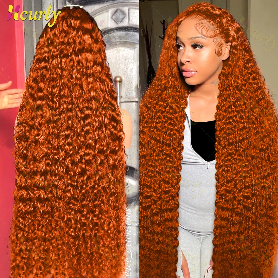 30 40 Inch Ginger Orange Loose Curly 13x6 HD Lace Frontal Wig Human Hair Deep Wave 350 Colored 13x4 Lace Front Wigs For Women