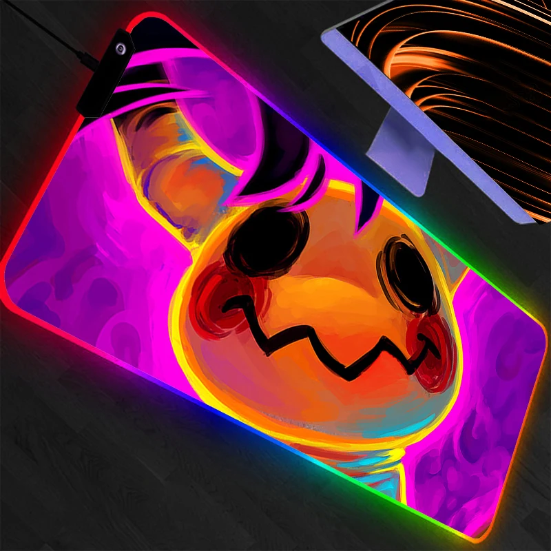 

RGB Mouse Pad Larger XXL Backlight Speed Pc Pokemon Pikachu Computer Keyboard LED Desk Mat Gaming Accessories Mousepad