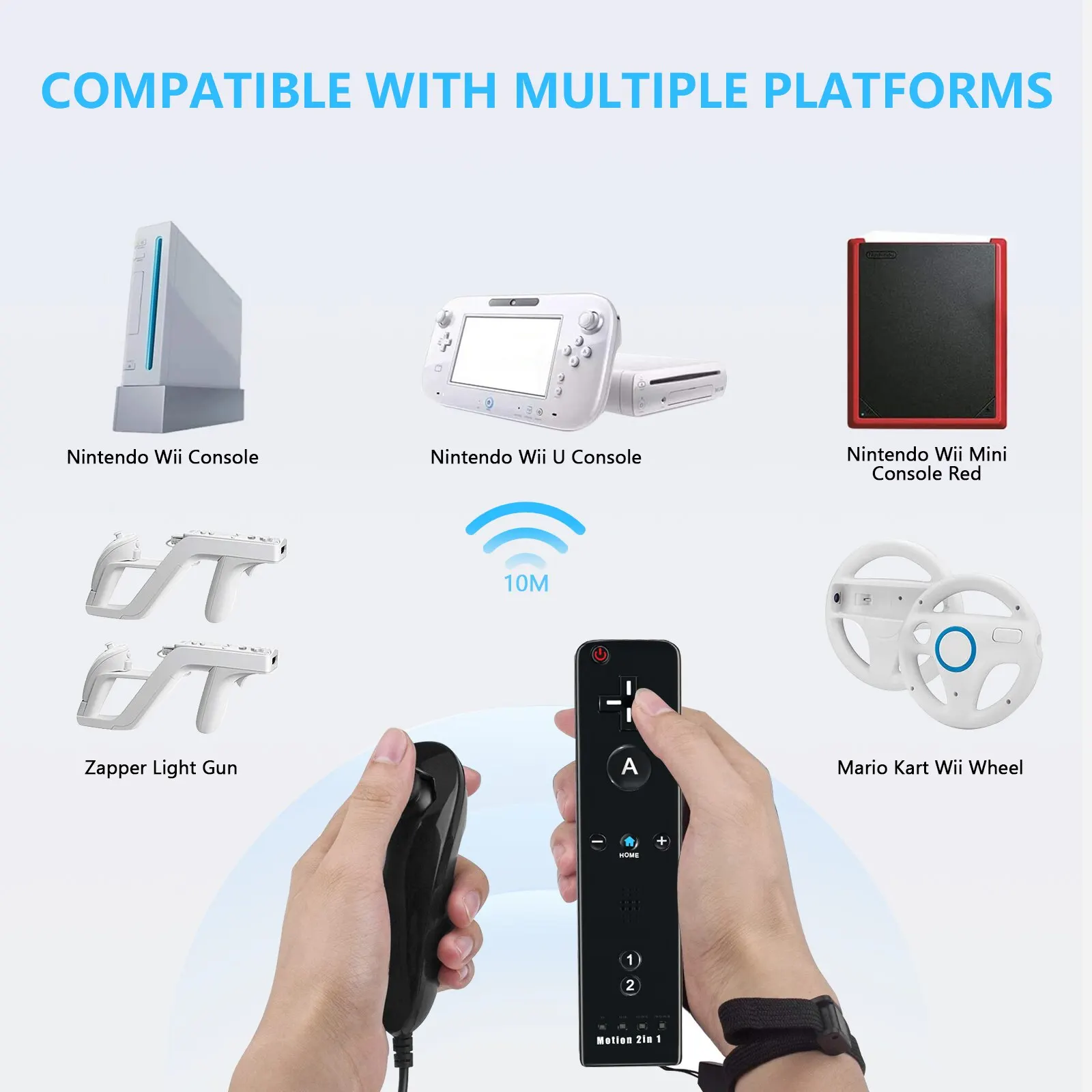 DATA FROG-Ensemble de manettes de jeu à distance sans fil pour Nintendo Wii U, Motion Plus avec étui en silicone, manette vidéo, manette 2 en 1