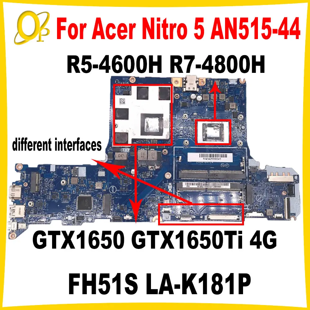 

FH51S LA-K181P for Acer Nitro 5 AN515-44 Laptop Motherboard R5-4600H R7-4800H CPU GTX1650 GTX1650Ti 4G GPU DDR4 Fully tested