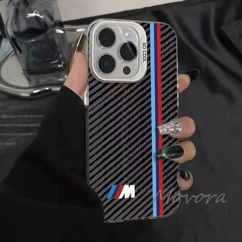 For iPhone 17 16e 16 15 14 13 12 11 Pro Max X XR XSMAX 8 7 Air Plus For BMW-M Logo Phone Case Carbon Fiber Texture Cover Sticker - view 2