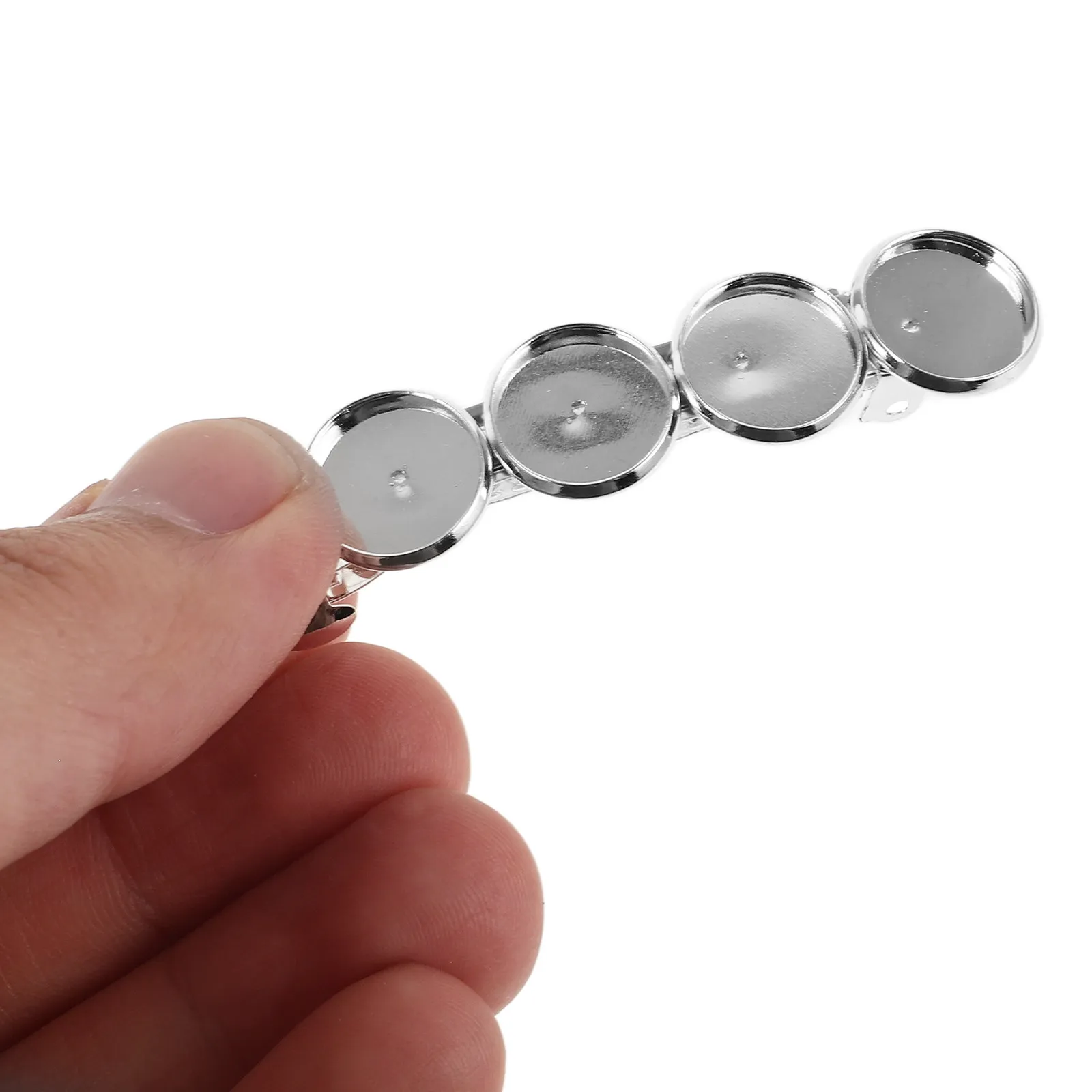 5Pcs Bezel Tray Blank Hair Clip Round Base for DIY Hair Clip Making Materials Contemporary Design Secure Groove Cover Included