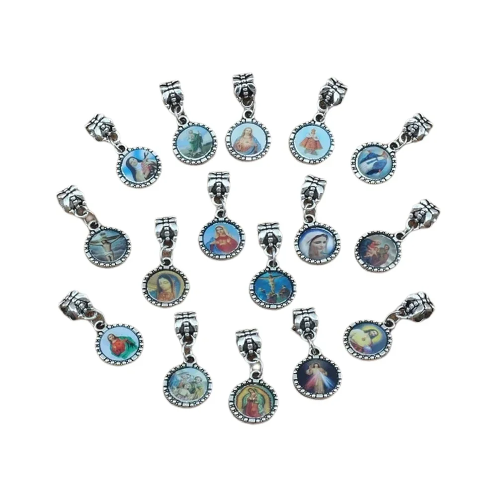 

150Pcs Round Jesus Christ Icon Dangle Charm Pendants For Jewelry Making Findings 13x28mm A-572a