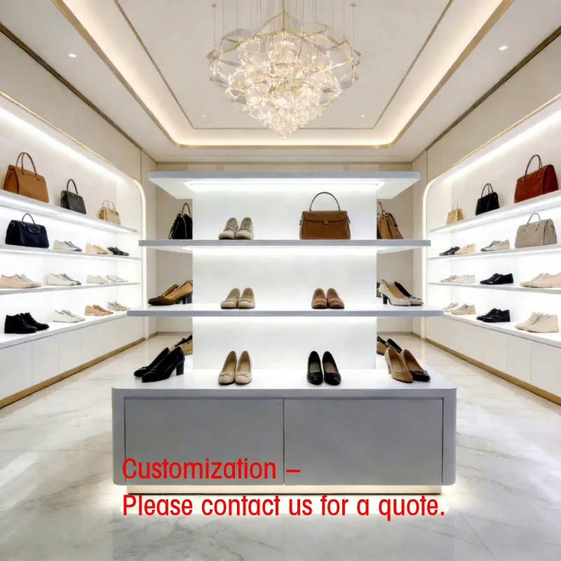 custom.Custom Modern Multilayer Shoe Bag Storage Cabinet LED Lighting Step Shelves Recyclable Materials High Qualit