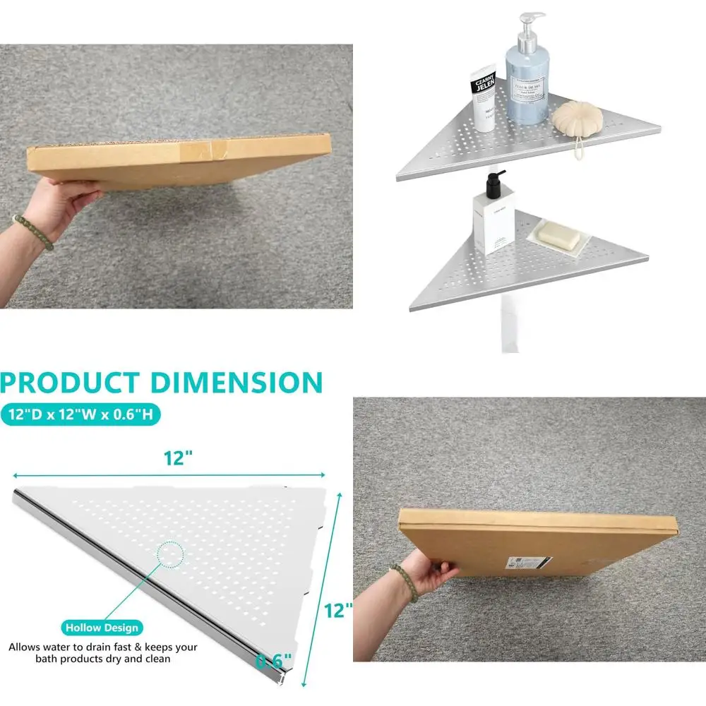 

Угловая полка для душа из нержавеющей стали 12, утопленное настенное крепление, матовый никель, сверление не требуется
