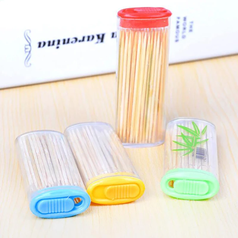 50Pcs/set Natural Bamboo Toothpicks With Box, Portable Disposable Tooth Picks Household Living Room Food Fruits Toothpicks