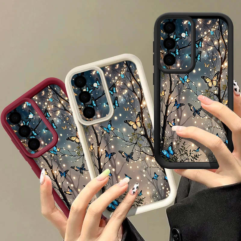 Glow In The Dark Butterfly Print Phone Case For Samsung Galaxy S26 S25 S24 S23 S21 Ultra S25 Edge S24 S25 FE S22 Plus Soft Cover