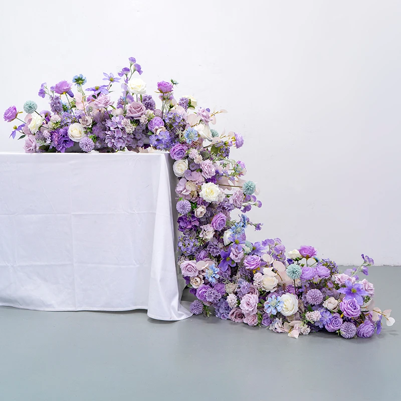 

Purple Long Runner Flower Row, Artificial Flowers for Wedding Decoration, Table, Sofa Decor, Floral Arch Arrangement, Show Decor