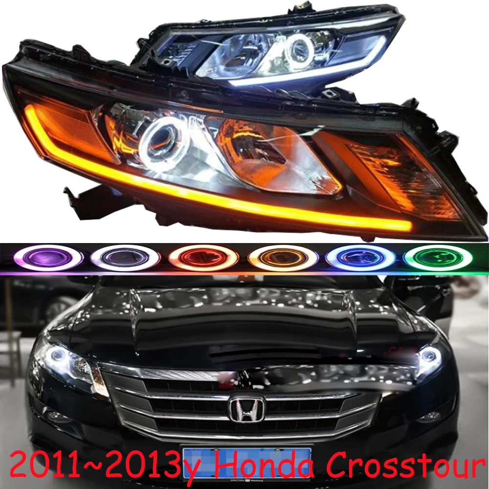 car bumper Head Lamp For Honda Crosstour Headlight 2011 2012 2013 LED Headlight DRL Angel Eye Bi Xenon Projector