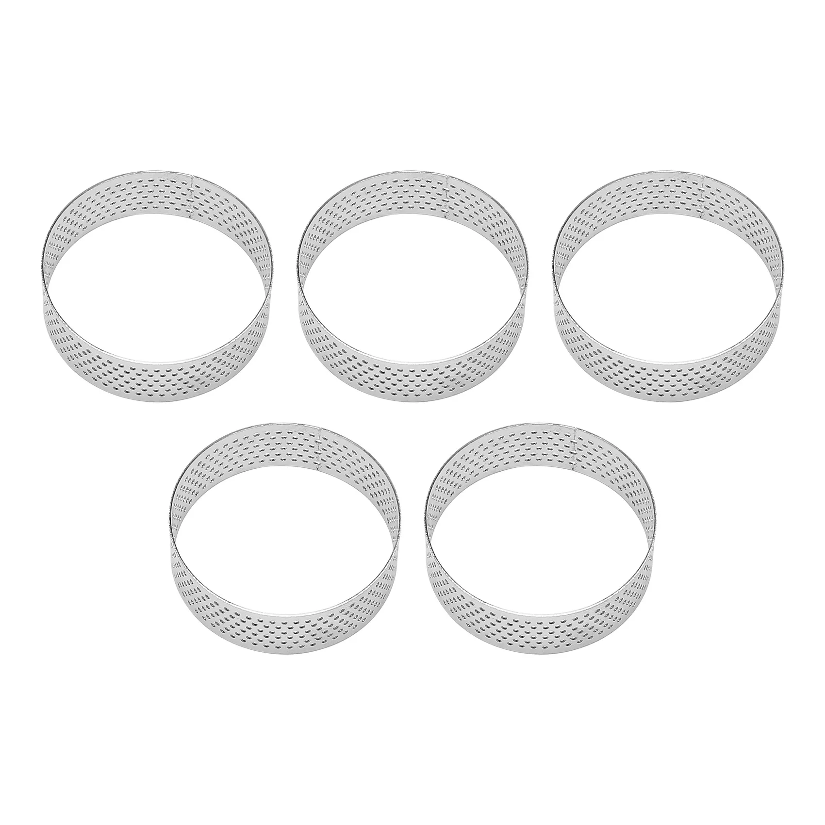 5Pcs 6cm Circular Tart Ring Dessert Stainless Steel Perforation Fruit Pie Quiche Cake Mousse Mold Kitchen Baking Mould