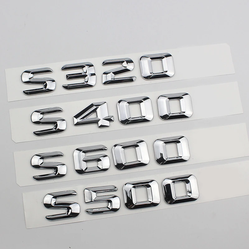 

3D ABS Chrome Logo S320 S350 S400 S450 S500 S550 S580 S600 Emblem Letters Car Trunk Badge For Mercedes S W222 W223 Accessories