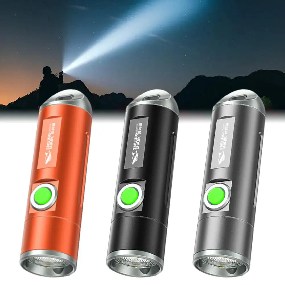 3 Colors Mini Torch Power Bank Ultra Bright Tactical LED Flashlight Outdoor Lighting 5 Modes With USB Charging Cable