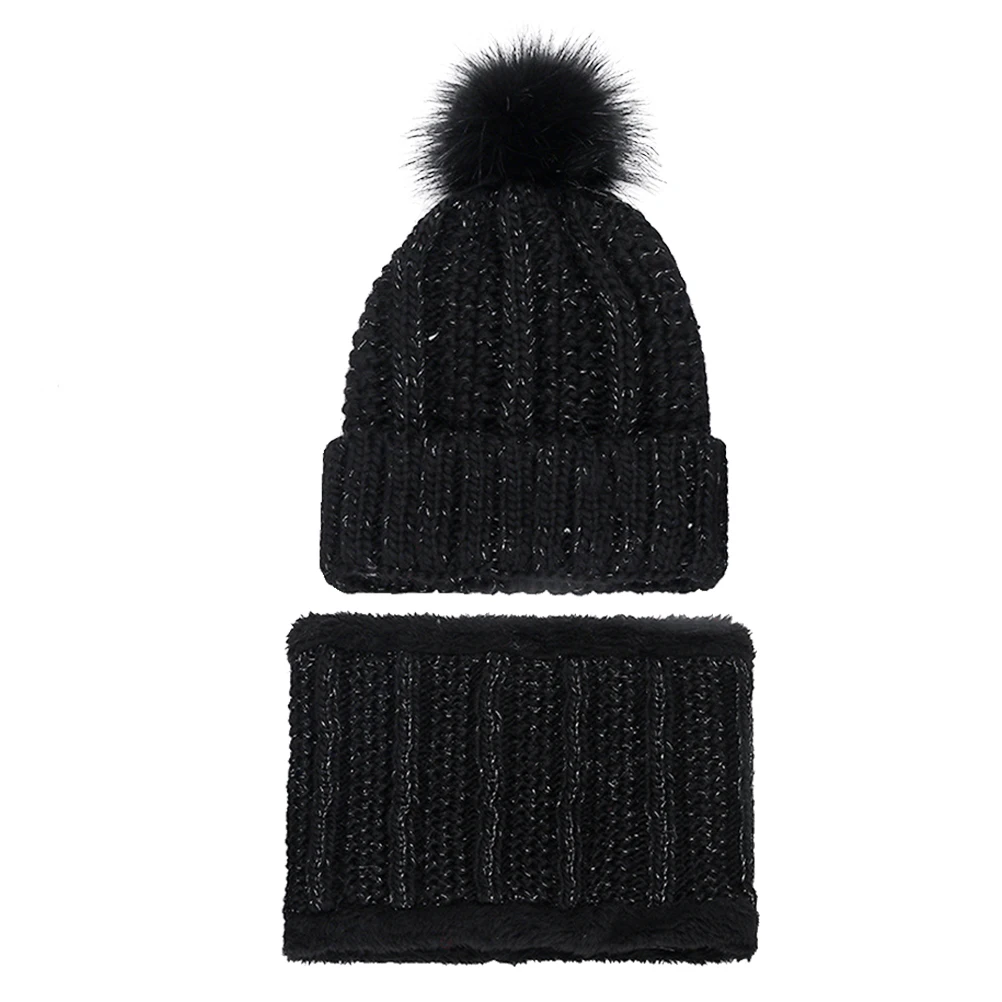 

Thickened Wool Knit Hat Scarf Set Woman Warm Knitted Woolen Yarn Neckerchief Winter Outdoor Hiking Riding Gifts Fashionable