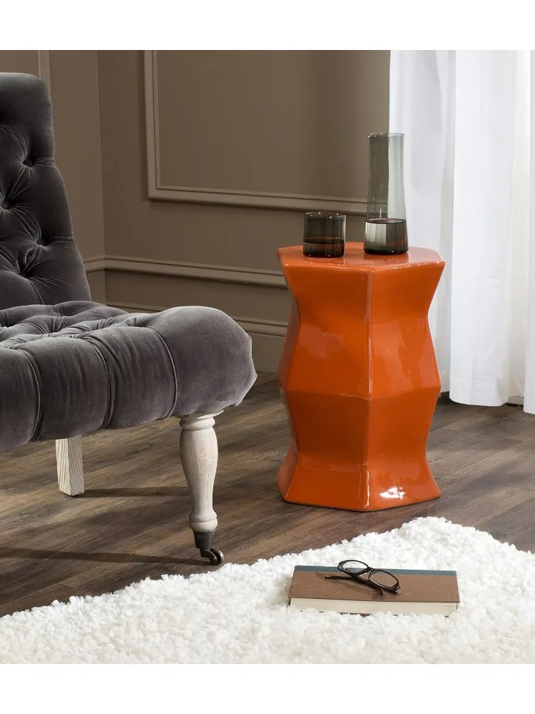 

Decorative Garden Stools Modern Hexagon Ceramic Decorative Garden Stool, 0, Orange 13" X 13" X 18"